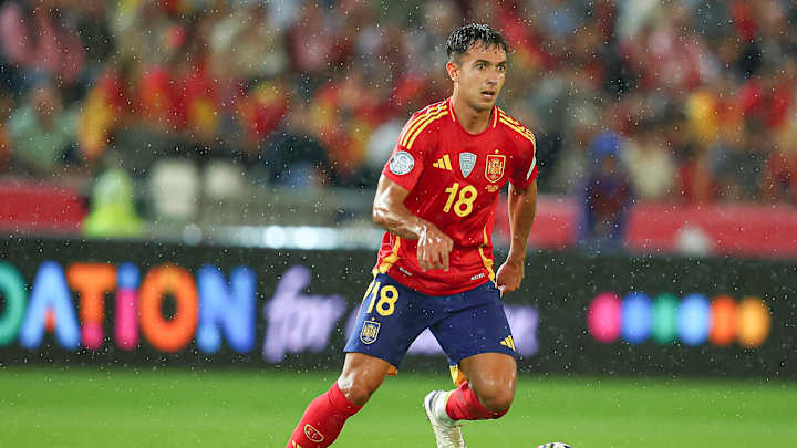 Real Sociedad's Martin Zubimendi in action for Spain