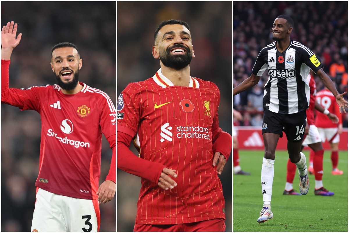 Noussair Mazraoui, Mohamed Salah and Alexander Isak