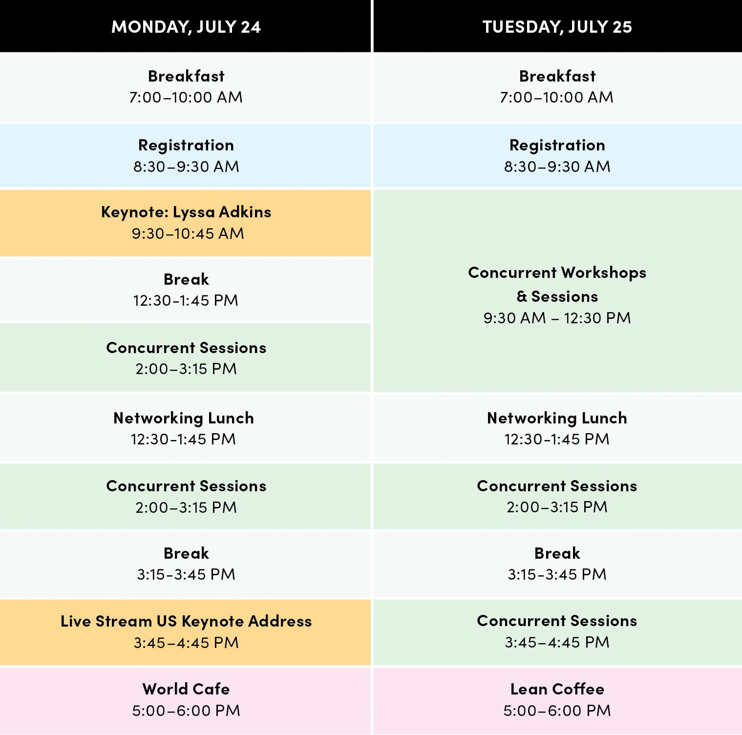 Agile2023 – The Scotland Experience Schedule at a Glance